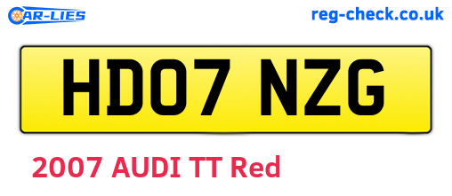 HD07NZG are the vehicle registration plates.