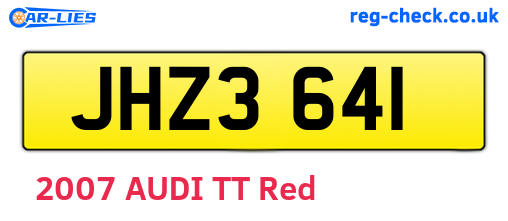 JHZ3641 are the vehicle registration plates.
