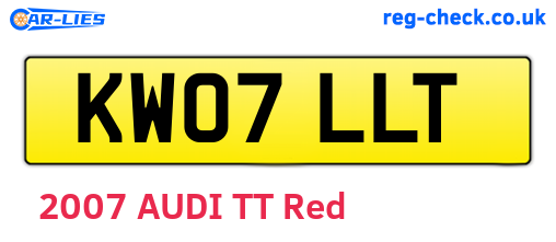 KW07LLT are the vehicle registration plates.