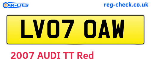LV07OAW are the vehicle registration plates.