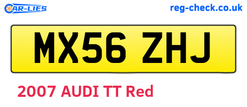 MX56ZHJ are the vehicle registration plates.