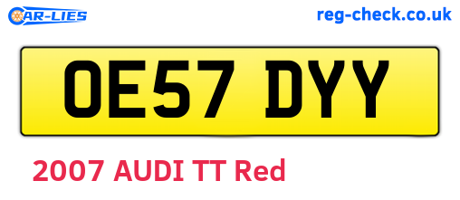 OE57DYY are the vehicle registration plates.