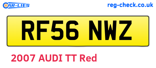 RF56NWZ are the vehicle registration plates.