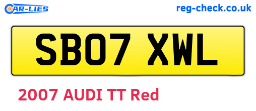 SB07XWL are the vehicle registration plates.