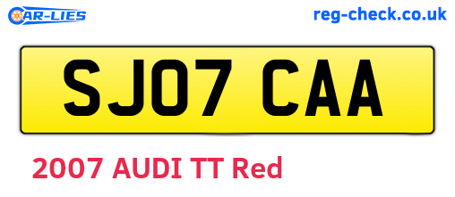 SJ07CAA are the vehicle registration plates.