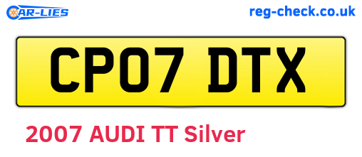 CP07DTX are the vehicle registration plates.