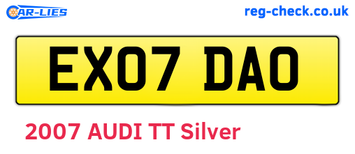 EX07DAO are the vehicle registration plates.