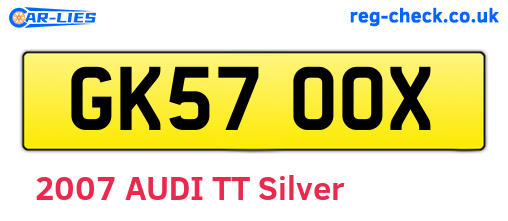 GK57OOX are the vehicle registration plates.