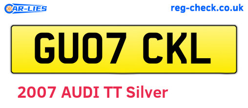 GU07CKL are the vehicle registration plates.