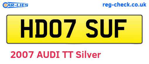 HD07SUF are the vehicle registration plates.