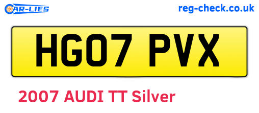 HG07PVX are the vehicle registration plates.