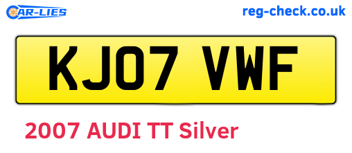 KJ07VWF are the vehicle registration plates.
