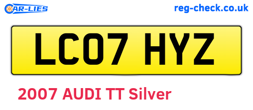 LC07HYZ are the vehicle registration plates.