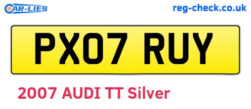 PX07RUY are the vehicle registration plates.