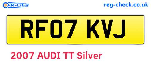 RF07KVJ are the vehicle registration plates.