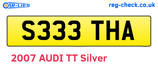 S333THA are the vehicle registration plates.