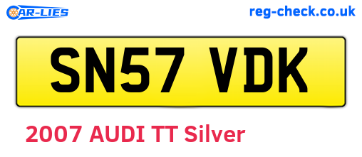SN57VDK are the vehicle registration plates.