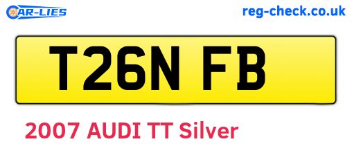 T26NFB are the vehicle registration plates.