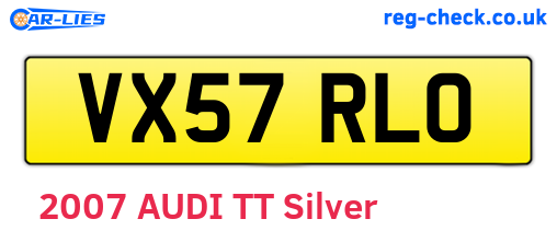 VX57RLO are the vehicle registration plates.