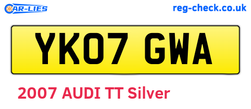 YK07GWA are the vehicle registration plates.