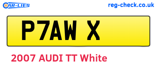 P7AWX are the vehicle registration plates.