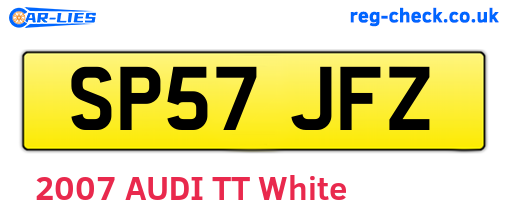 SP57JFZ are the vehicle registration plates.