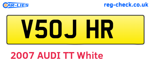 V50JHR are the vehicle registration plates.