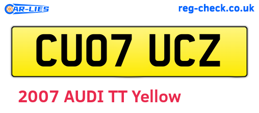 CU07UCZ are the vehicle registration plates.