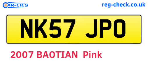 NK57JPO are the vehicle registration plates.