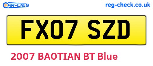 FX07SZD are the vehicle registration plates.
