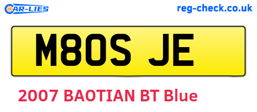 M80SJE are the vehicle registration plates.