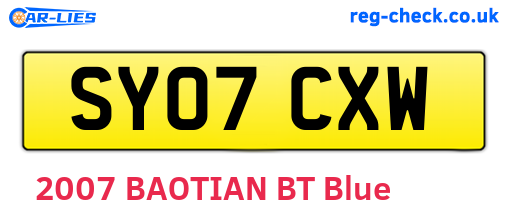 SY07CXW are the vehicle registration plates.