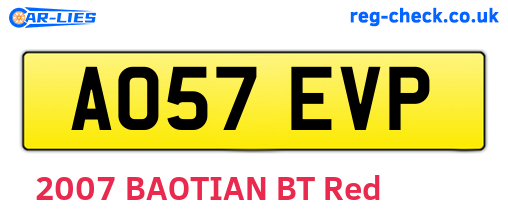 AO57EVP are the vehicle registration plates.