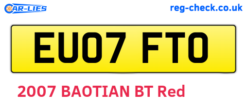 EU07FTO are the vehicle registration plates.