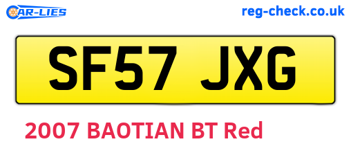 SF57JXG are the vehicle registration plates.