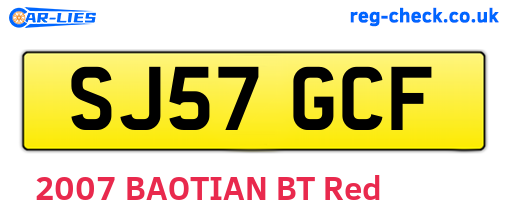 SJ57GCF are the vehicle registration plates.