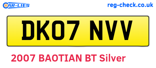 DK07NVV are the vehicle registration plates.