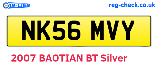 NK56MVY are the vehicle registration plates.