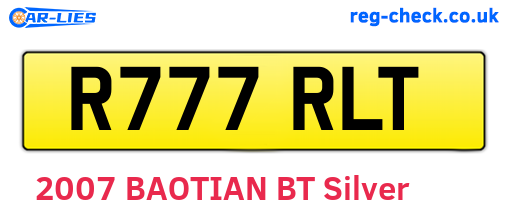 R777RLT are the vehicle registration plates.
