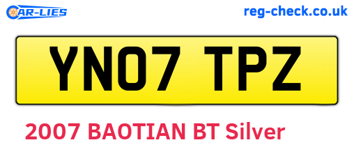 YN07TPZ are the vehicle registration plates.