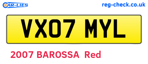 VX07MYL are the vehicle registration plates.