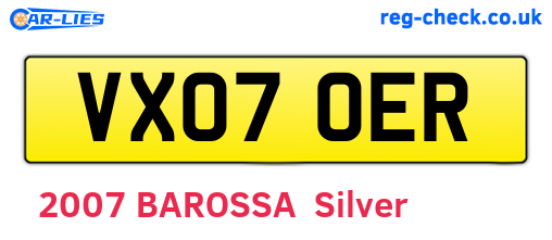 VX07OER are the vehicle registration plates.