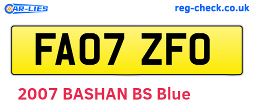 FA07ZFO are the vehicle registration plates.