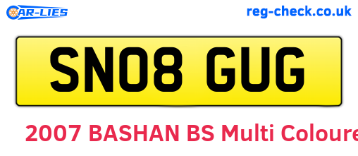 SN08GUG are the vehicle registration plates.