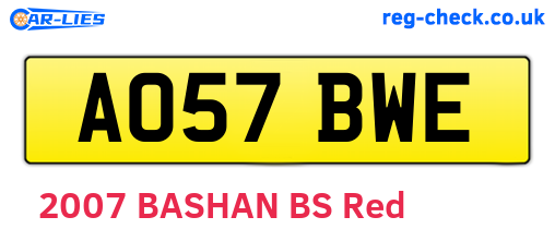 AO57BWE are the vehicle registration plates.
