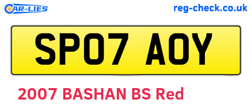 SP07AOY are the vehicle registration plates.