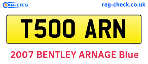 T500ARN are the vehicle registration plates.