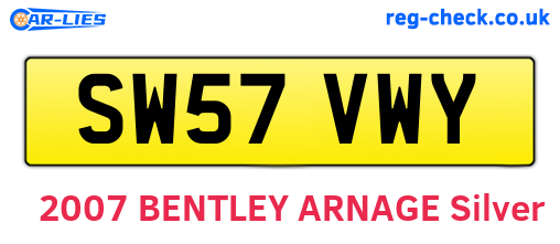 SW57VWY are the vehicle registration plates.