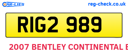 RIG2989 are the vehicle registration plates.