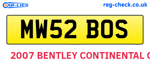 MW52BOS are the vehicle registration plates.
